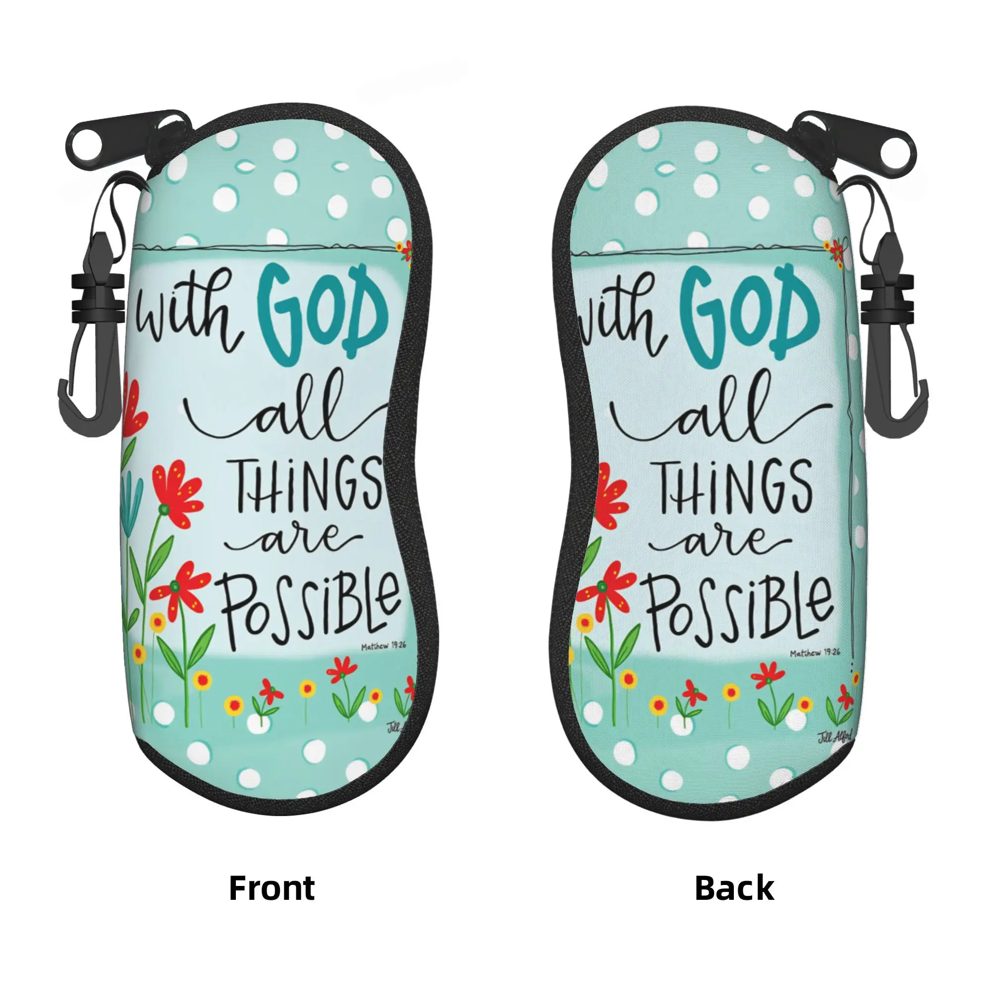 With God All Things Are Possible Glasses Case Cover  Zipper Sunglasses Case Men Women Pocket Glasses Box  Eyewear Organizer