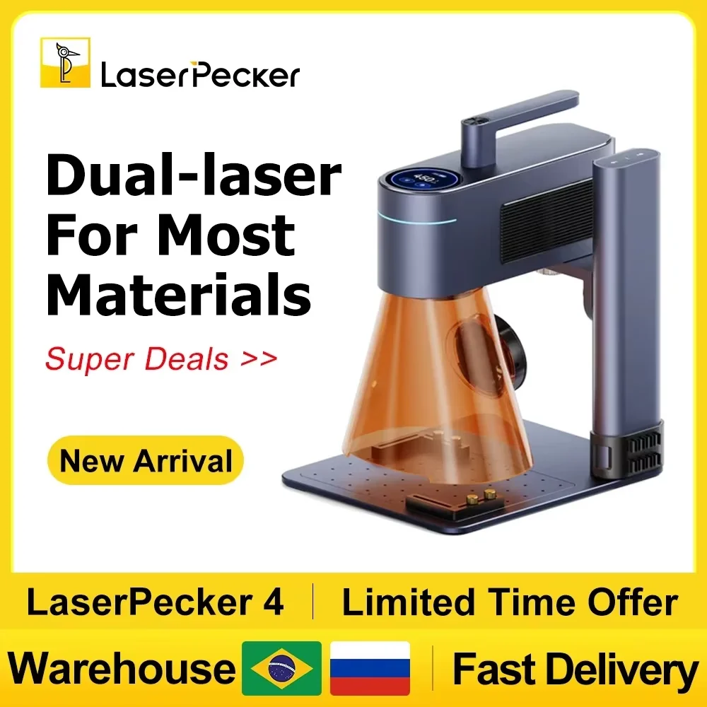 LASERPECKER 4 LP4 Máquina de grabado láser para todos los materiales Grabador láser de doble luz portátil para tallado de metal, madera y plástico