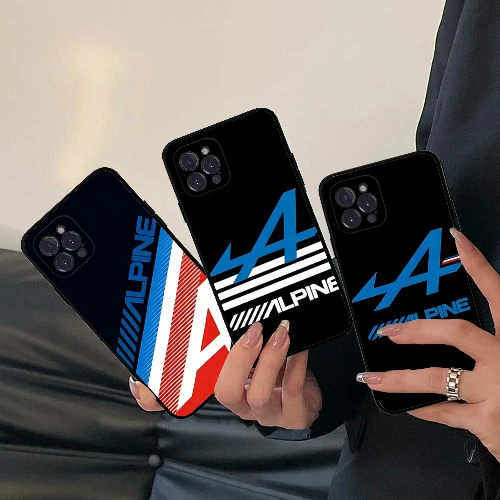 A-Alpine Logo Tricolor French Flag Phone Case Silicone Soft for iphone 16 15 14 13 12 11 Pro Mini XS MAX Plus X Cover