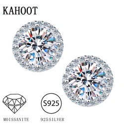 925 Sterling Silver 0.5/1/2 Carat Moissanite Round Earrings Engagement Wedding Daily Work Party Travel Luxurious Gift For Women