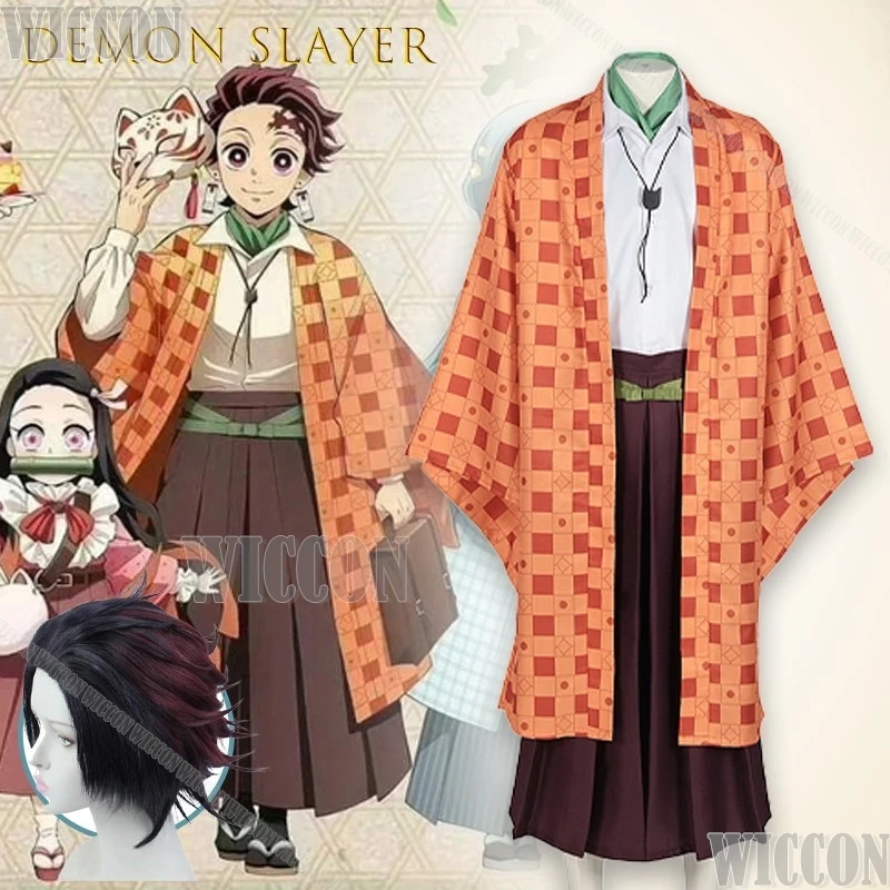 Demon Slaer-Kimono de Cosplay de Halloween, Tanjiro Tokito Kanroji Genya, traje de juego de rol de Anime, puesta en escena, fiesta de Halloween