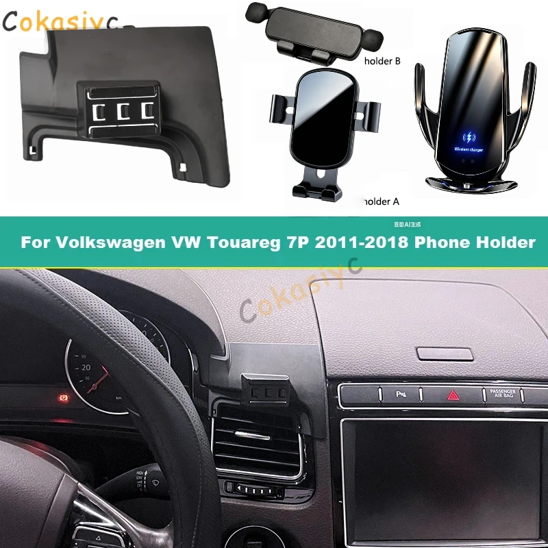 Suporte de Telefone Móvel Dedicado para Carro Volkswagen VW CC Passat B7 2015 2016, Base de Fixação na Saída de Ar com Carregamento Sem Fio