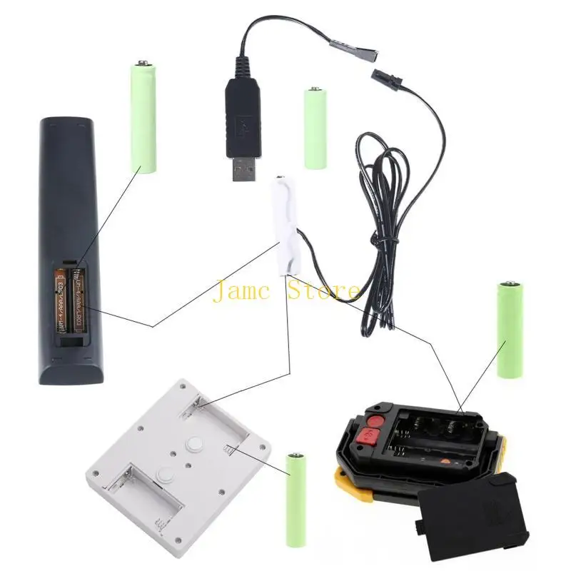 LX0B USB/Type C AA Battery Alminator Cable для AA Battery Power Radio Gameboy
