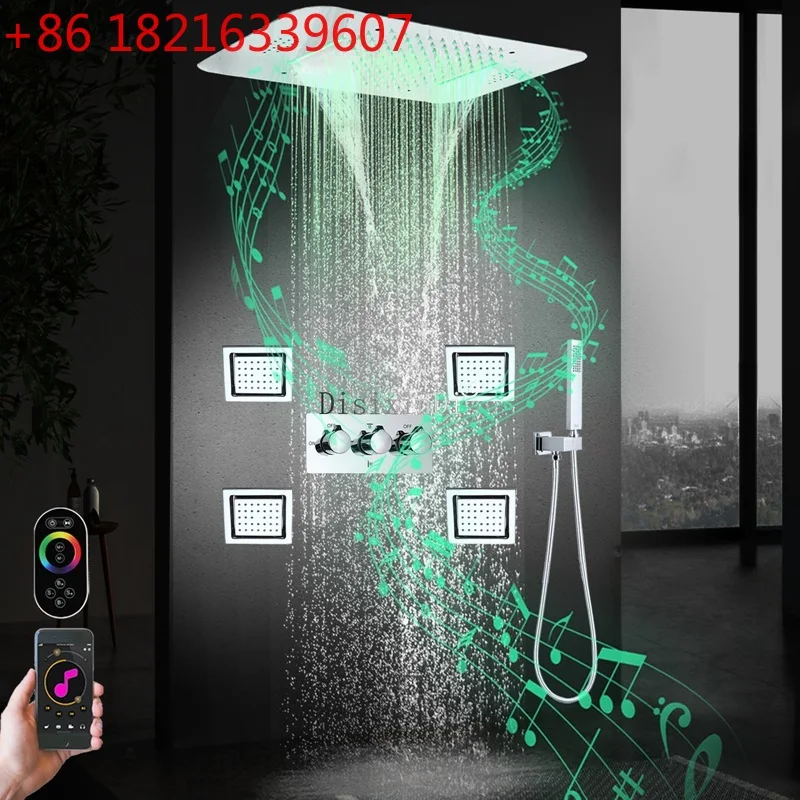 LED shower set into the wall type concealed 580 * 380LED music rain top spray bathroom