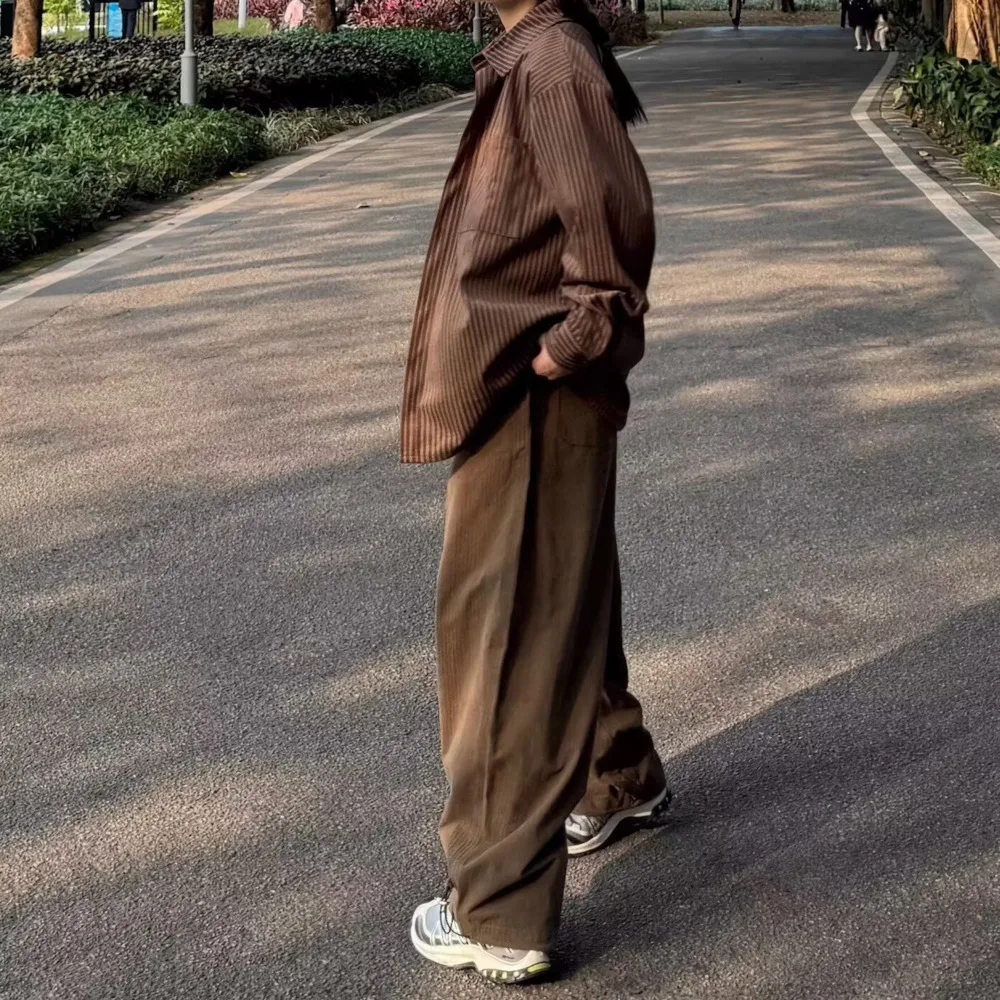 Korean Thick Corduroy Shirt Men Heavyweight Cotton Long Sleeve Retro Workwear Streetwear Relaxed Fit Button Down Casual Coat