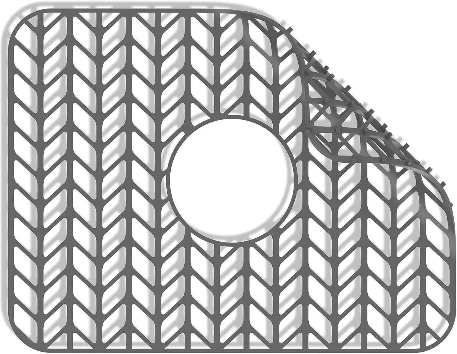 

Sink Protector for Kitchen Sink Grid 16-3/16" x 12-1/2", Centered Drain for Single Bowl with Corner Radius 4-11/16" Silicone Mat