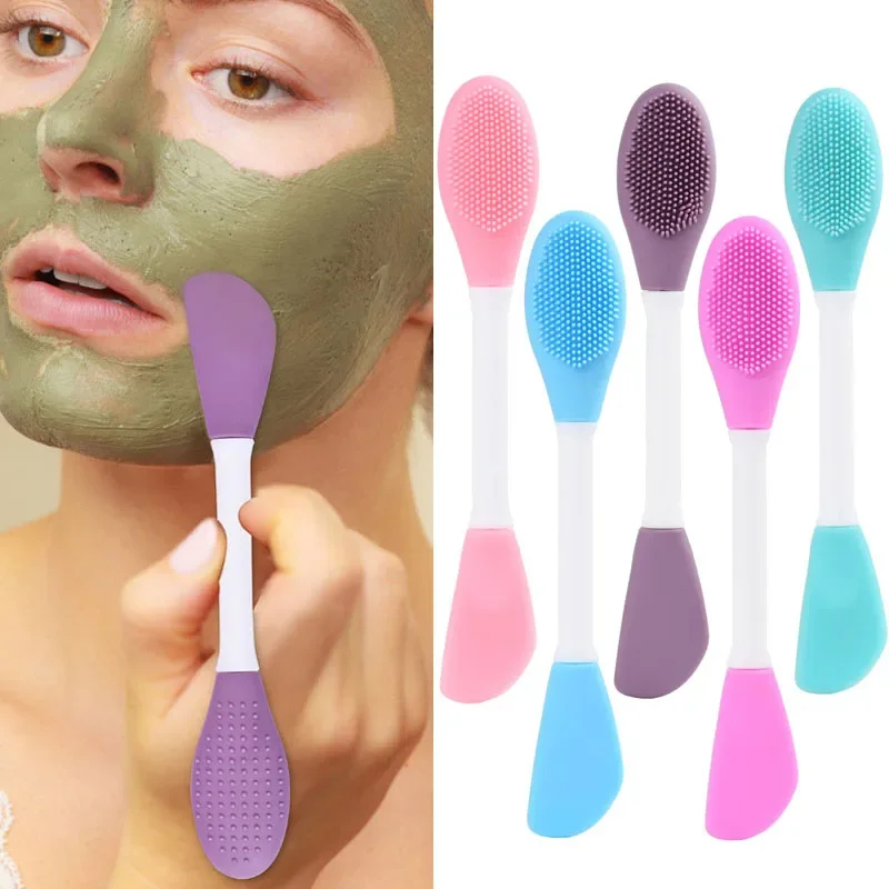 1Pcs Double Head Silicone Facial Mask Brush Facial Massage Cleaning Brushs DIY Mud Film Scraper Facial Care Tool Dropshiping