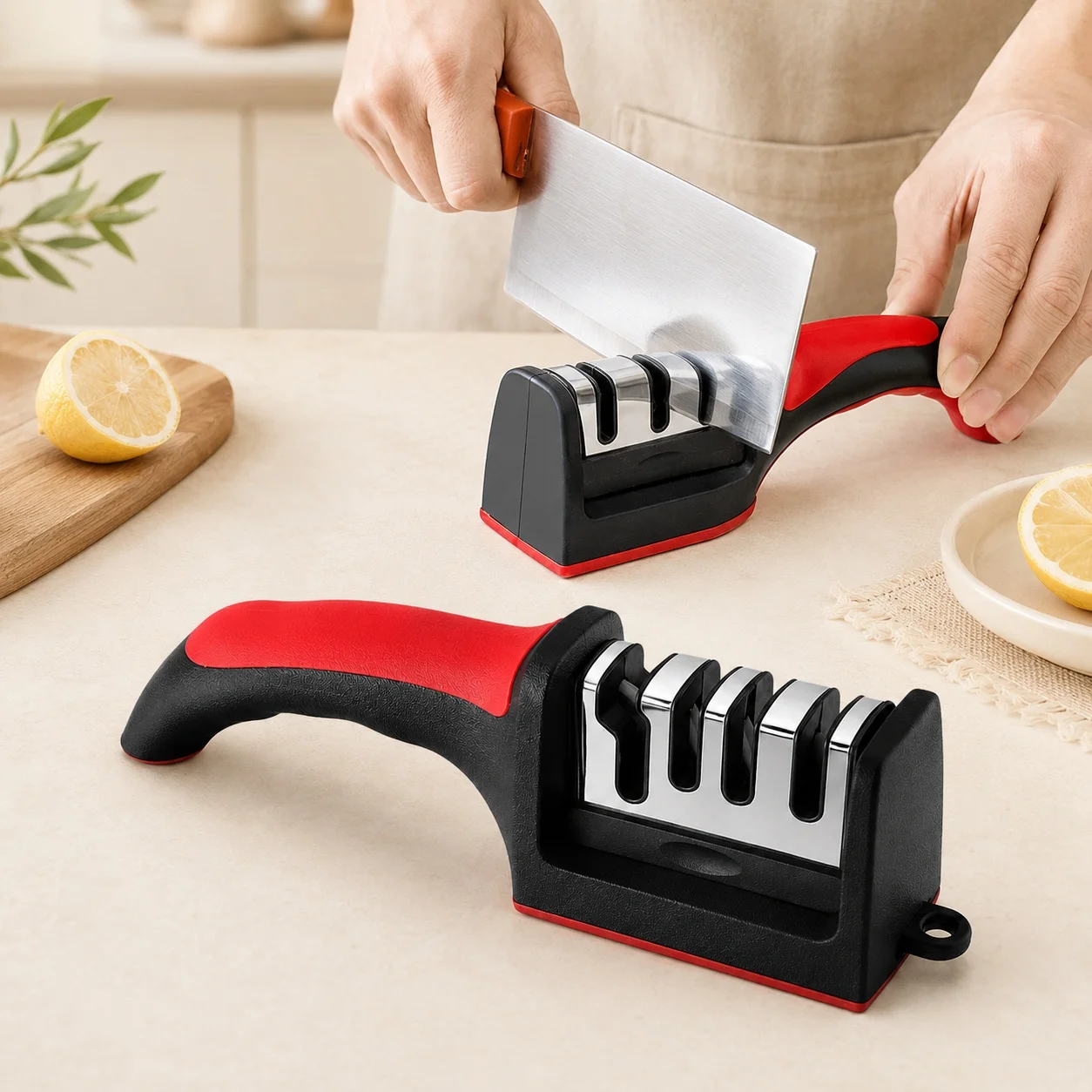 Handheld Level 4 Sharpener Multi-function Kitchen Knife Sharpening Tool Household Knives Fast Manual Sharpening Stone