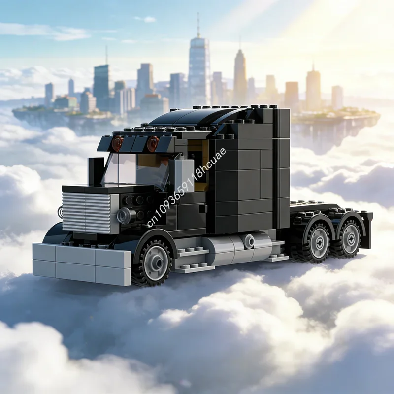 

442pcs MOC City Traffic Square Nose Wheeler Semi Truck Model Toy Building Blocks Construction Creative Christmas Gift Idea Brick