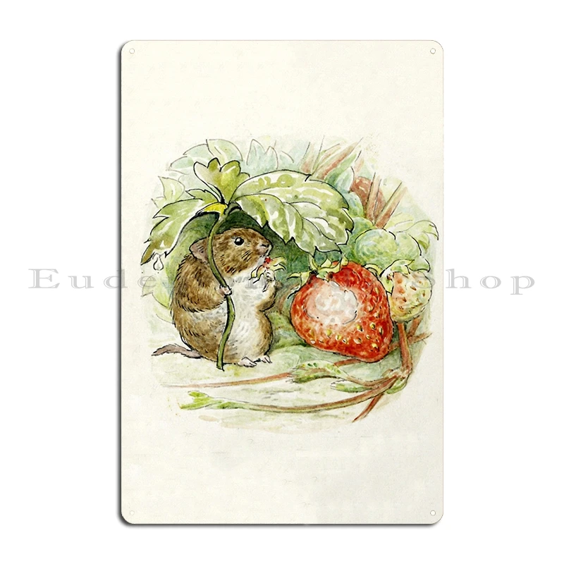 Benjamin Bunny Timmy Willie Mouse Knitting Mouse Beatrix Potter Metal Plaque Club Decoration Designing Painting Tin Sign Poster