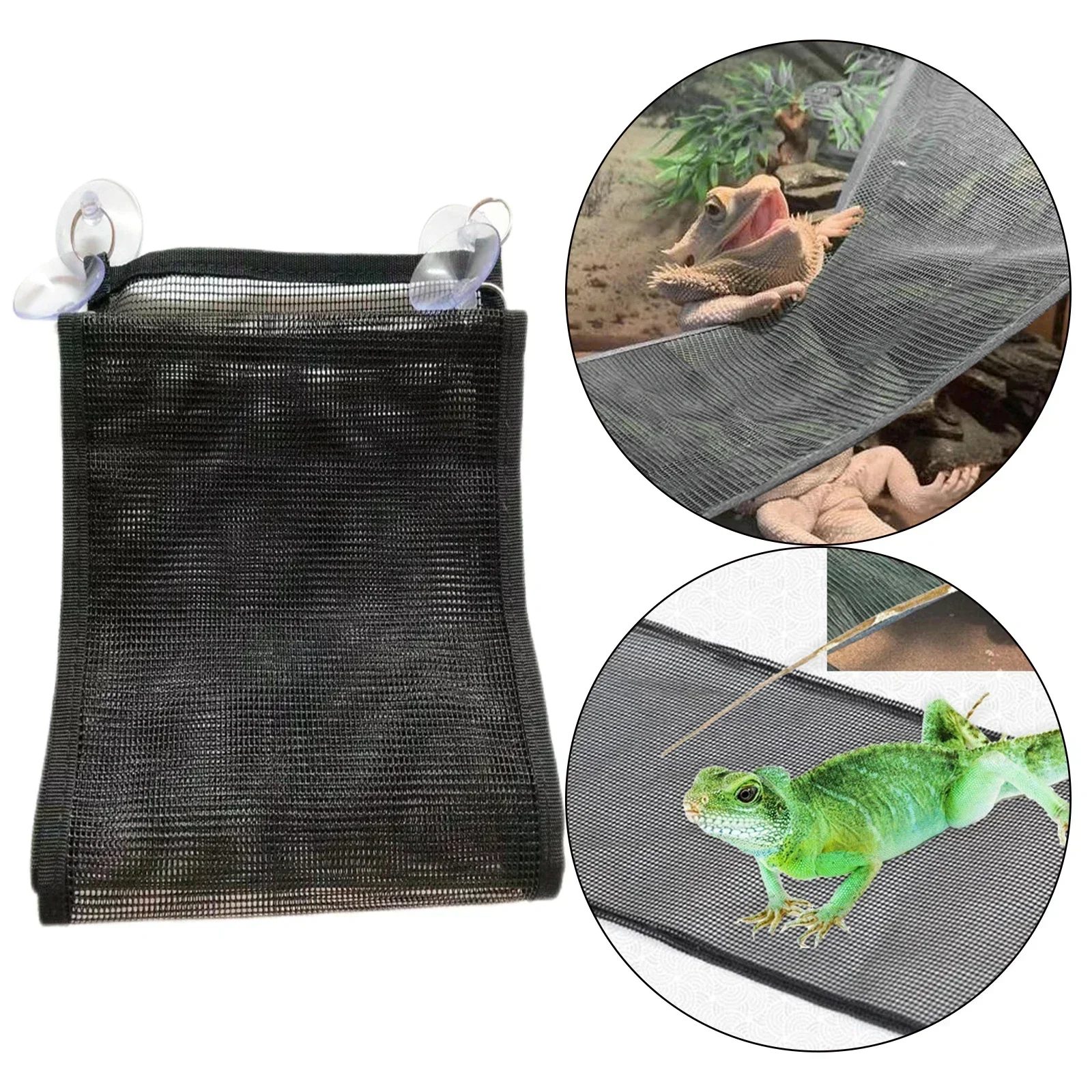 1 Piece Mesh Reptile Hammock with 4 Suction Cups Lounger Ladder Accessories  Large Small Bearded Dragons Anole Geckos Lizards