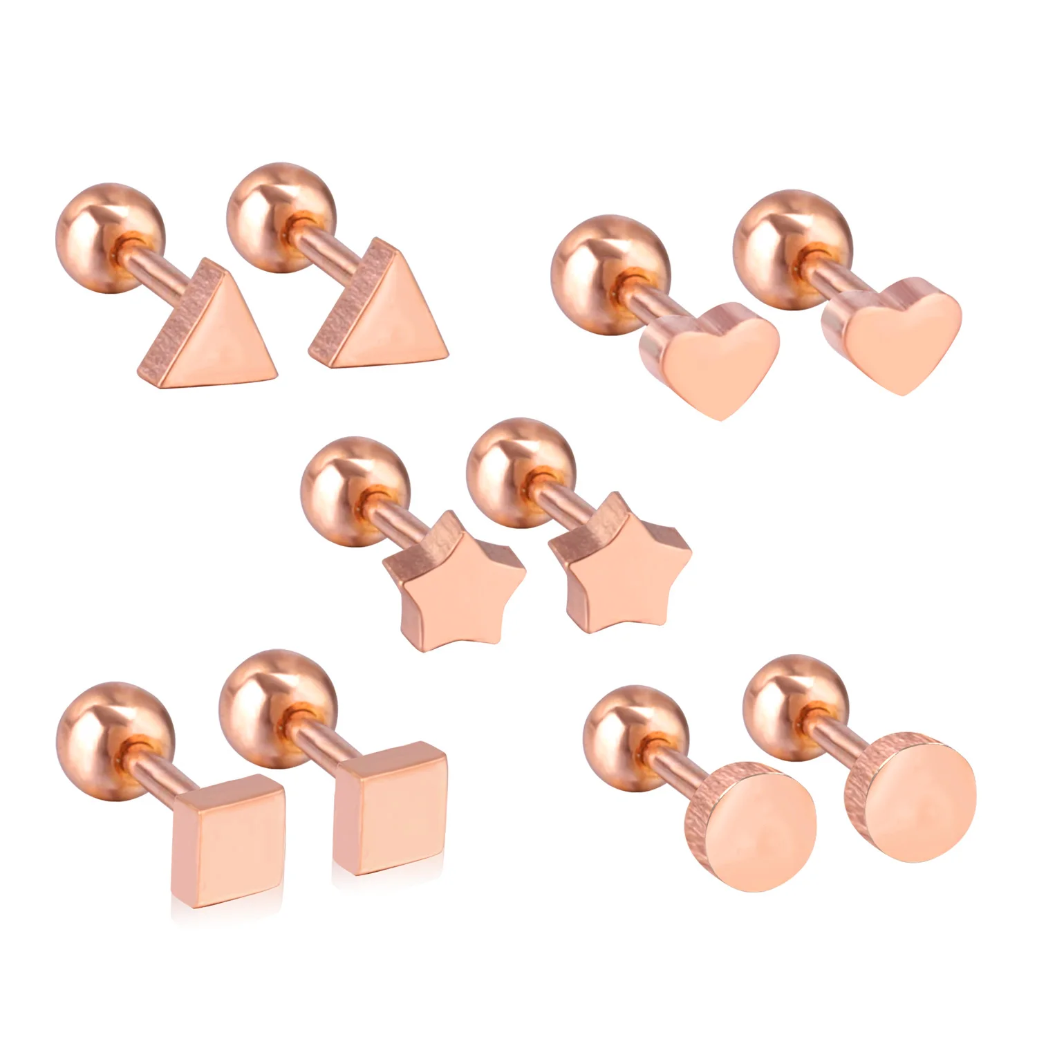 1 Pair of Simple Geometric Star-shaped Earrings, Daily Wear Stainless Steel Accessories, Unisex Wholesale Jewelry Studs
