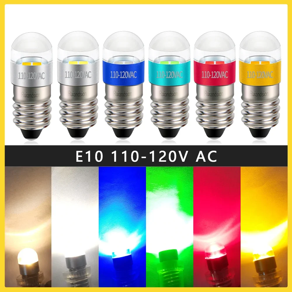 E10 LED Bulb 110V AC Indicator Lamp with Premium 2835Chip for Desk Lamp Replacement DIY Model Accessory Decorative Display Light