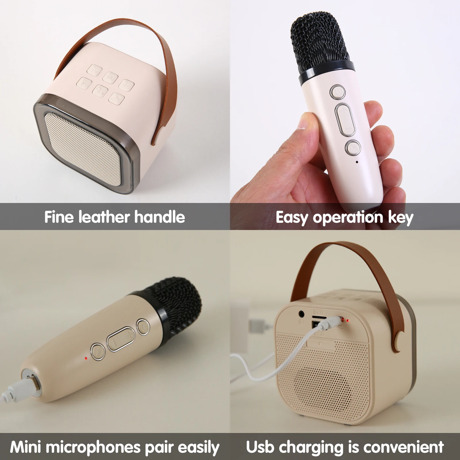 مجموعة واحدة من مكبر صوت كاريوكي بلوتوث محمول مع 2 ميكروفونات لاسلكية للأطفال والكبار للاستخدام المنزلي والأنشطة الخارجية