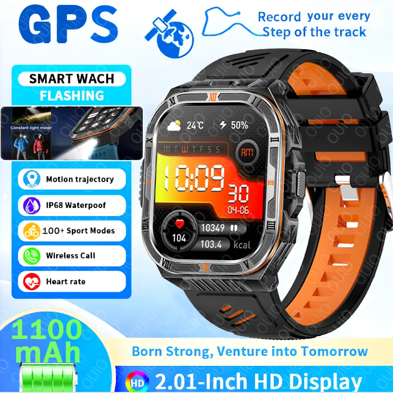 

2026 New Men Women 1100mAh Battery Smart Watch Built in GPS Compass IP68 Waterproof Sport Tracker Outdoors Military Smartwatches