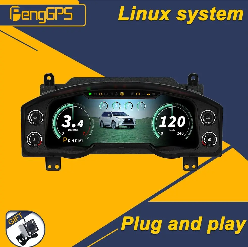 

LCD Digital Dashboard 12.3" LCD Instrument Cluster For Lexus LX570 2016-2021 Virtual Instrument Driving display Head Unit