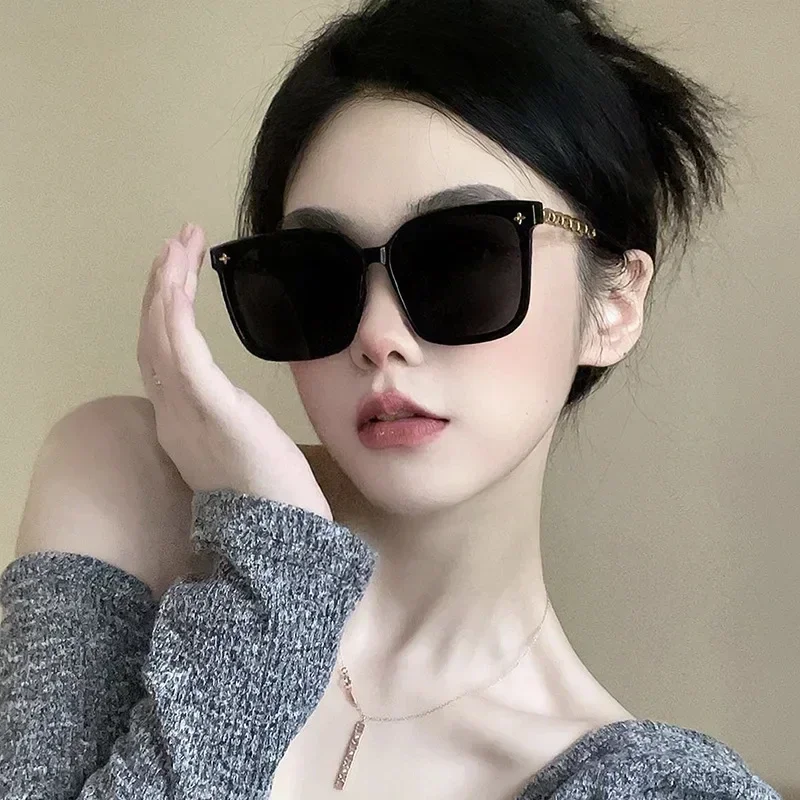 Square Sunglasses for Woman Vintage Big Frame Black Mirror Sun Glasses Shading Polarizer Sexy Female Travel Eyewear Uv400