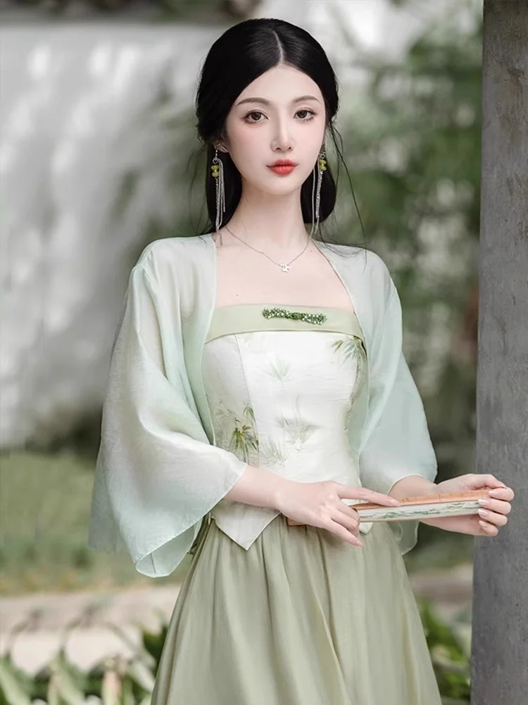 New Chinese Style Ice Silk Short Open Cardigan Women's Shawl Summer Beautiful Top Match Skirt Thin Outerwear Sun Protection C...