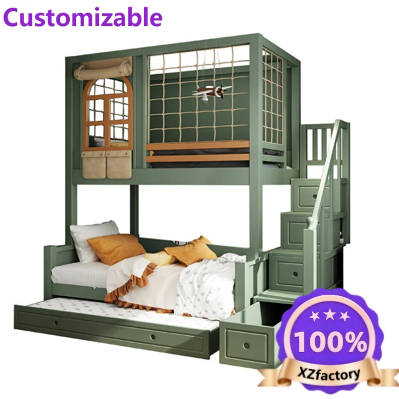 Factory Direct 2026 Luxury Kids Bedroom Furniture Multifunctional Wood Loft  Bunk King  Frame Toddler  Apartment Living School