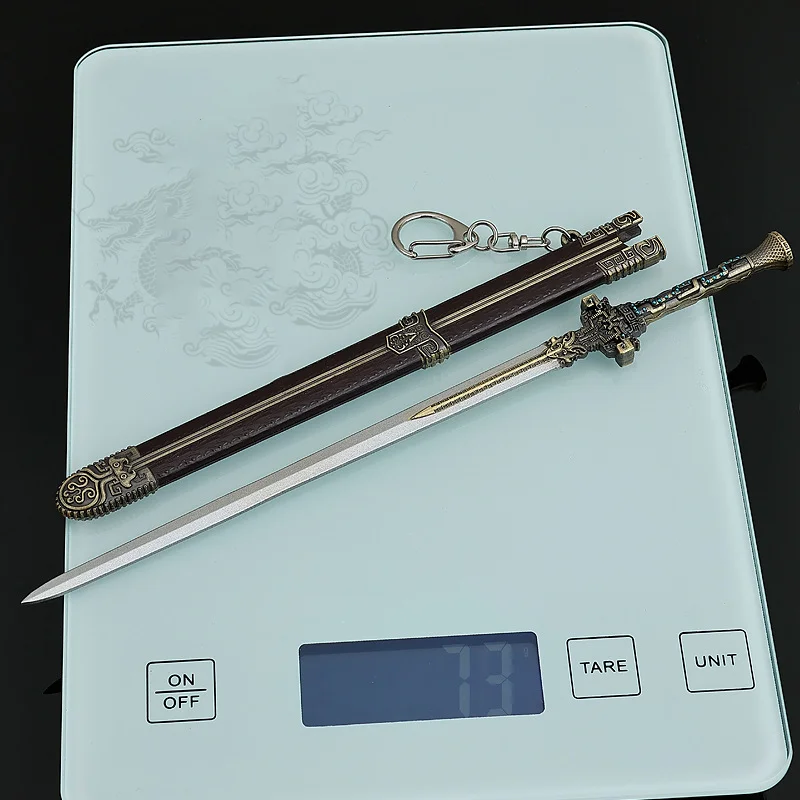 Periféricos de película FEUD de 22cm, espada Bai Jiu Si Qiyue totalmente de Metal con vaina, modelo de cuchillo, espada de juguete, colección de adornos artesanales Katana