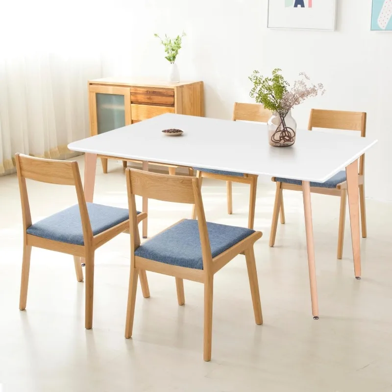 Mesa de comedor con patas redondas de madera de haya para el hogar, cocina, sala de estar, esquina, espacios pequeños, ocio