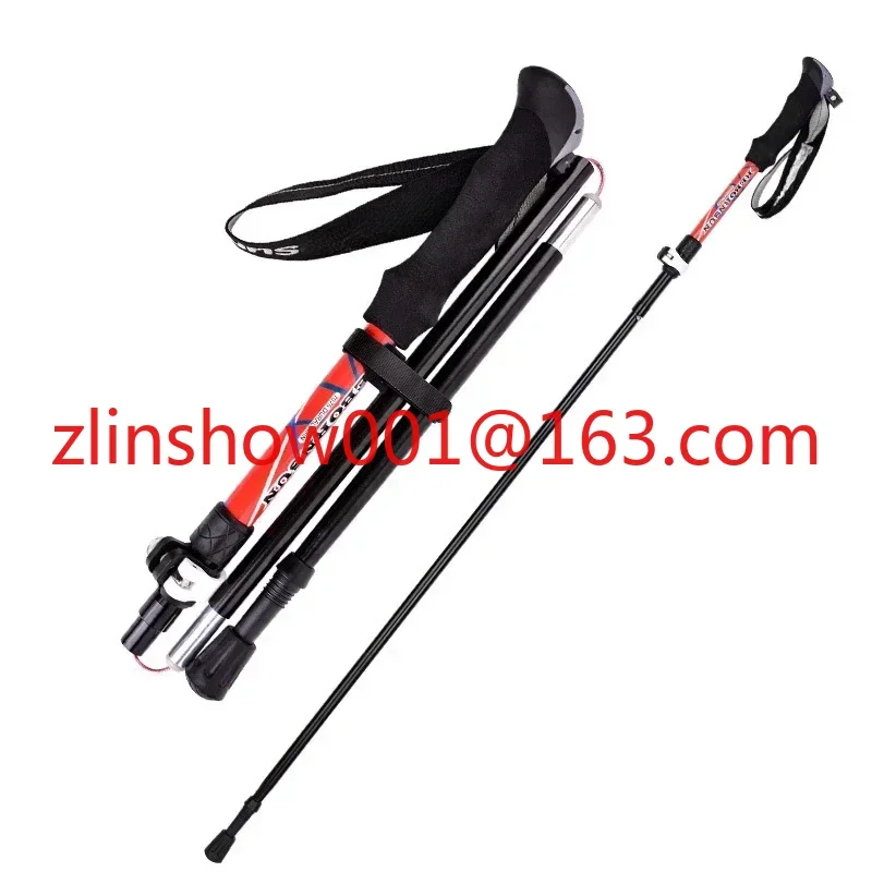 Folding Aluminum Alloy Five-section Ultra-light Retractable Mountaineering Cane