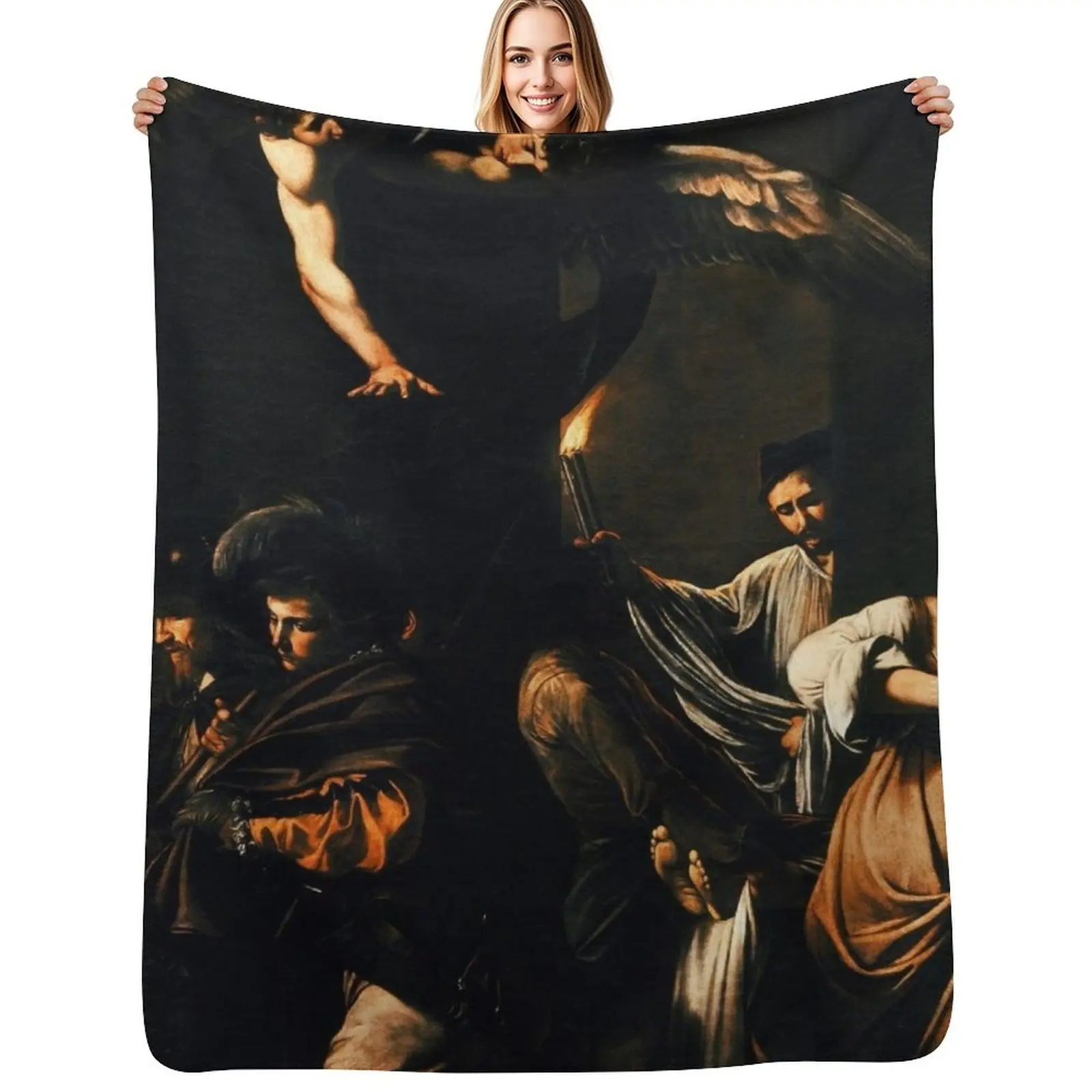 Caravaggio - The Seven Works of Mercy Throw Blanket Lightweight Warm Blanket for Indoor Outdoor Use