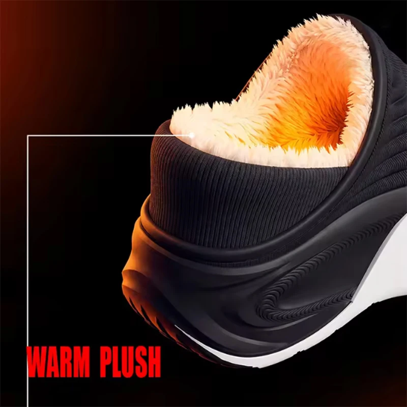 Men's Winter Plus Size 47 Warm Plush Waterproof EVA Slippers Men Thick Bottom Indoor Home Slippers Couple Non Slip Cotton Shoes - view 3
