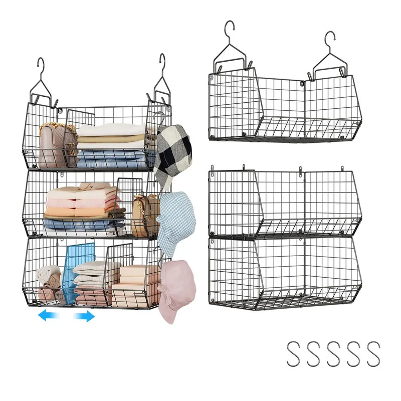 

Популярная трехслойная подвесная корзина для гардероба Amazon, простой бытовой шкаф, корзина для хранения одежды, складная и разборная s