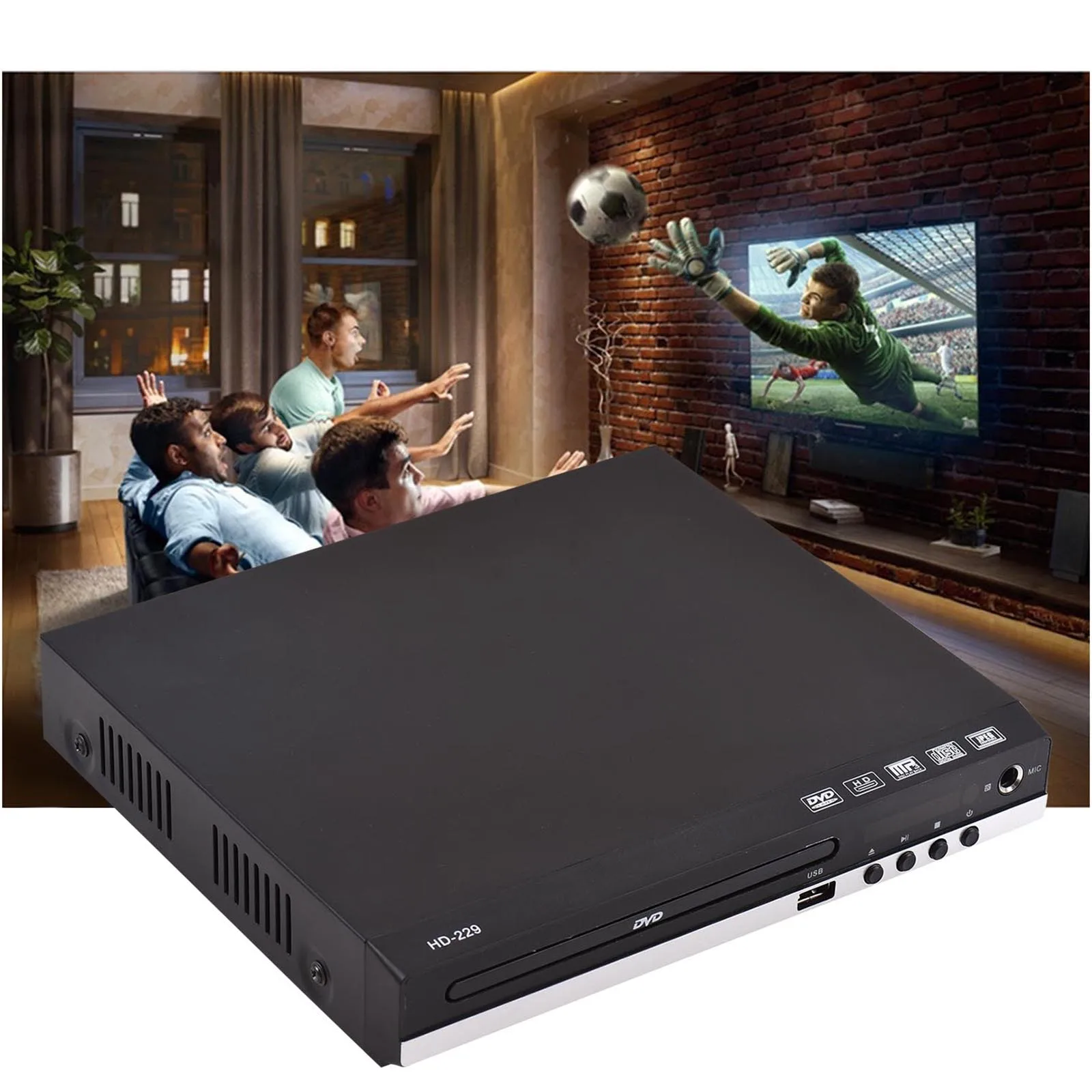 Pemutar DVD Rumah Pemutar DVD CD Disc Pemutar Multimedia Digital Pemutar U Disk Output AV HD dengan Pemutar DVD Digital Remote Control