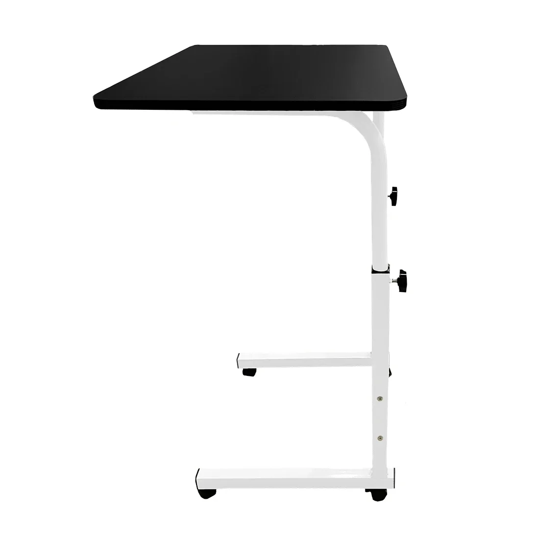 Accommodates textile-desk table with wheels to work and study. Multipurpose adjustable side table for bedroom, 40x60x65-89 cm.