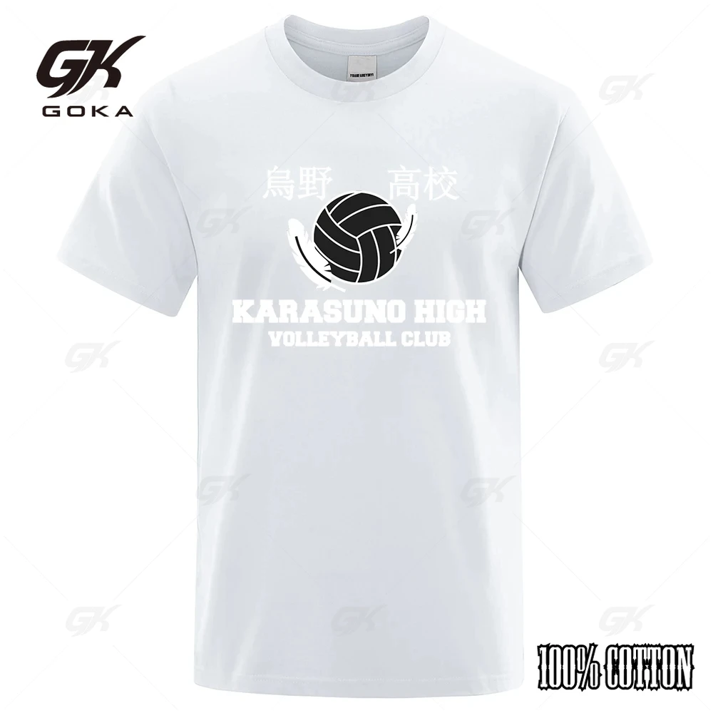 Haikyuu Karasuno High School Man T-Shirts Hip Hop Loose Tshirt Oversize Clothing Fashion Crewneck Tshirt Cotton Tops