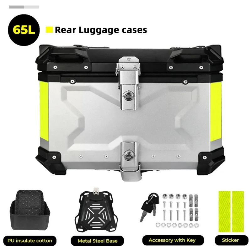 Aluminum Alloy Motorcycle Helmet Box Universal Top Rear Tail Box Multifunctional Lockable Storage Luggage Trunk