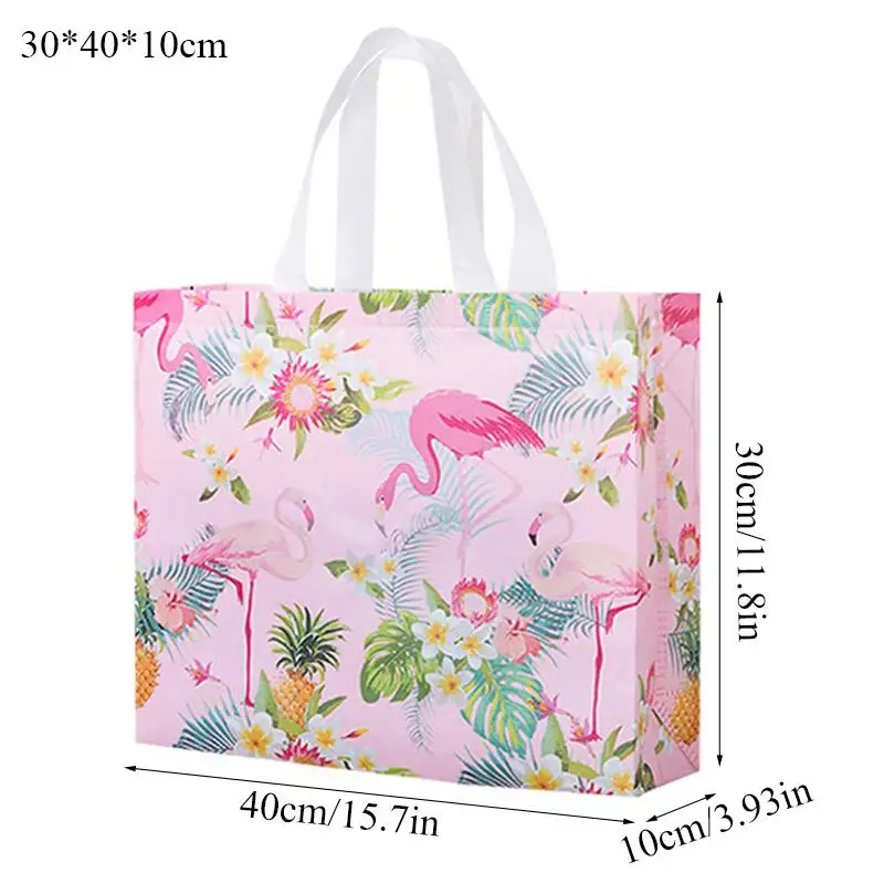 Fashion Pink Flamingo Printed Shopping Bag Non-Woven Fabric Eco Shopping Pouch Reusable Tote Handbag Travel Grocery Folding Bags