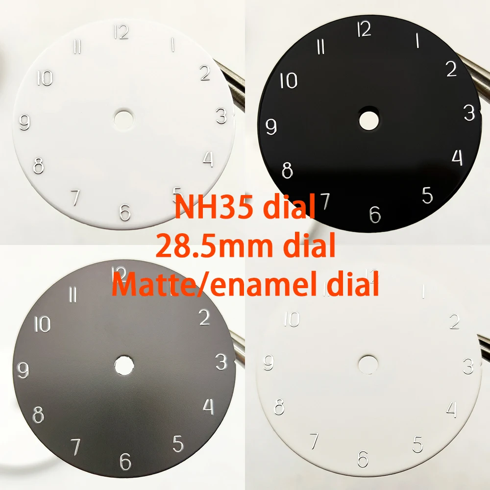 28.5mm Dial NH35 Dial Silver Reflective Arabic numerals Dial NH36 Dial Customized Logo Black/White Dial Fit NH35/NH36 Movement