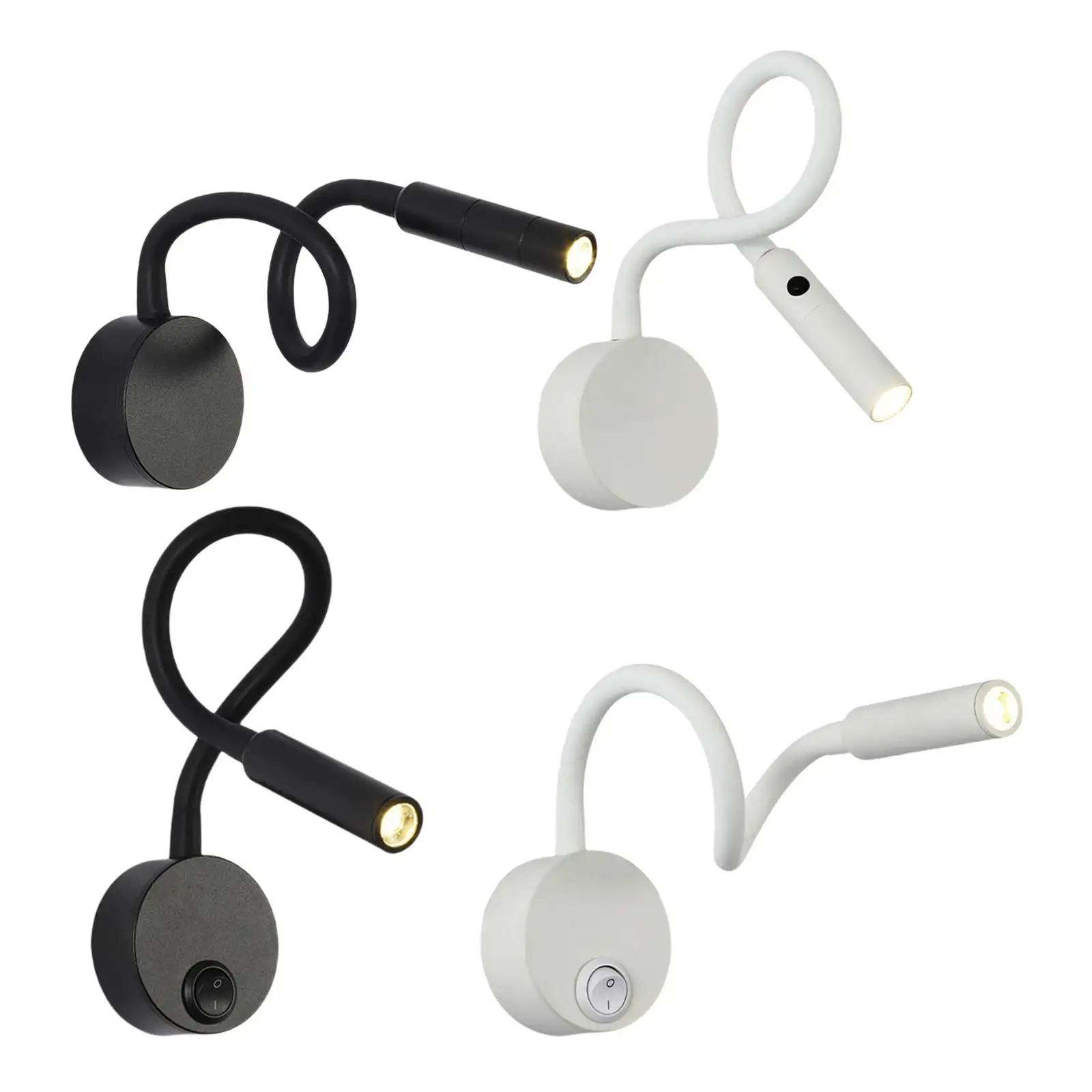 3 Mounted Reading Light, Flexible Gooseneck Lamp 3000K for Books in Bed,