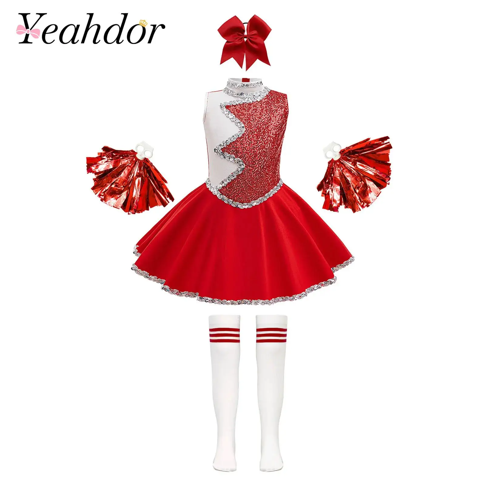 kids-girls-ballet-dress-cheerleading-dance-outfit-glittery-sequins-color-block-dress-with-headwear-flower-balls-socks