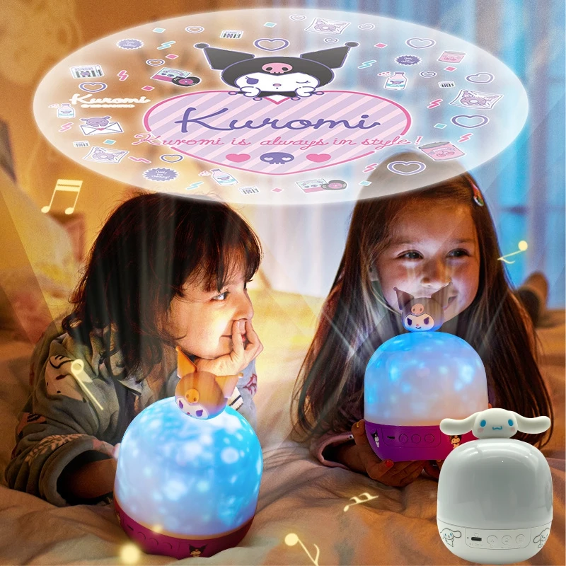 

Kuromi Cinnamonroll Remote Control Rotating Music Box Atmosphere Projection Lamp Bedside Night Light Children Birthday Gifts Toy