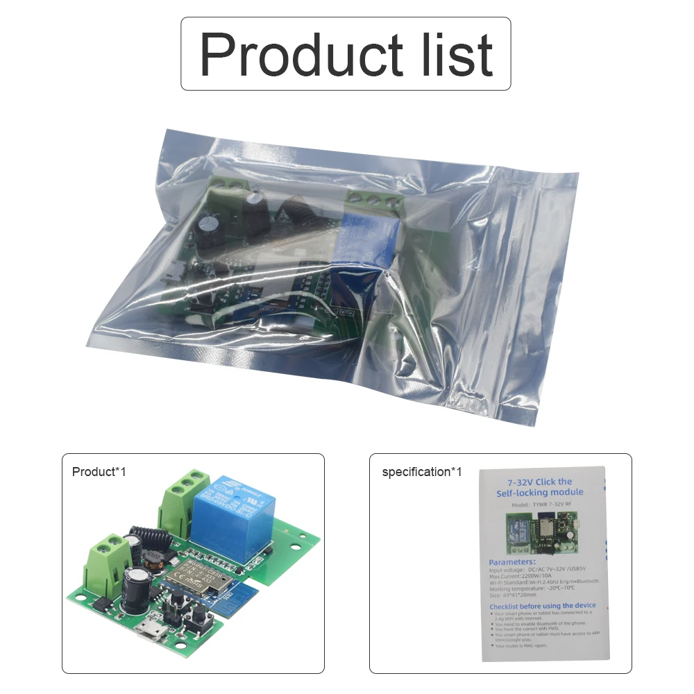 Tuya WiFi Smart Relay Switch USB 5V,DC 7-32V 85-250V 1 CH Jog Self-locking Module Alexa Google Home RF 433MHz Remote Control