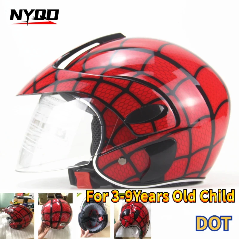 Children's Motorcycle Comfortable Motos Protective Carton Safety Helmets for Kids 3~9 Years Old Child DOT Certification