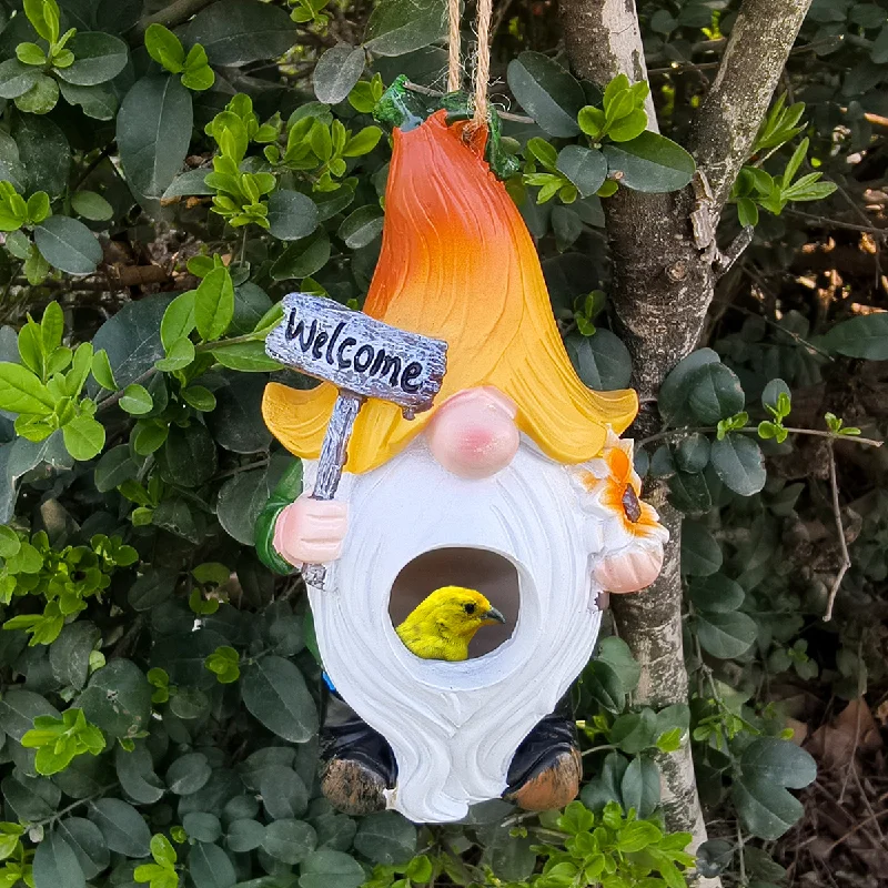 White-bearded old man birdhouse ornament resin craft garden gnome birdhouse outdoor garden decoration creative item