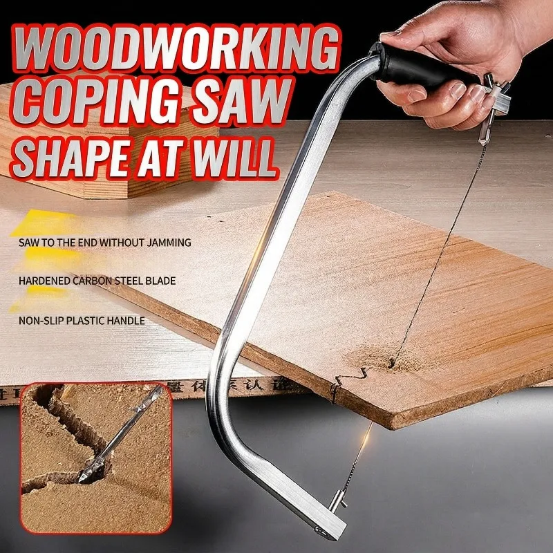 

Multi-Flute Thickened Metal Scroll Saw with Spare Blades Non-Slip Handle Woodworking Handsaw Garden DIY Craft Wood Carving Tools