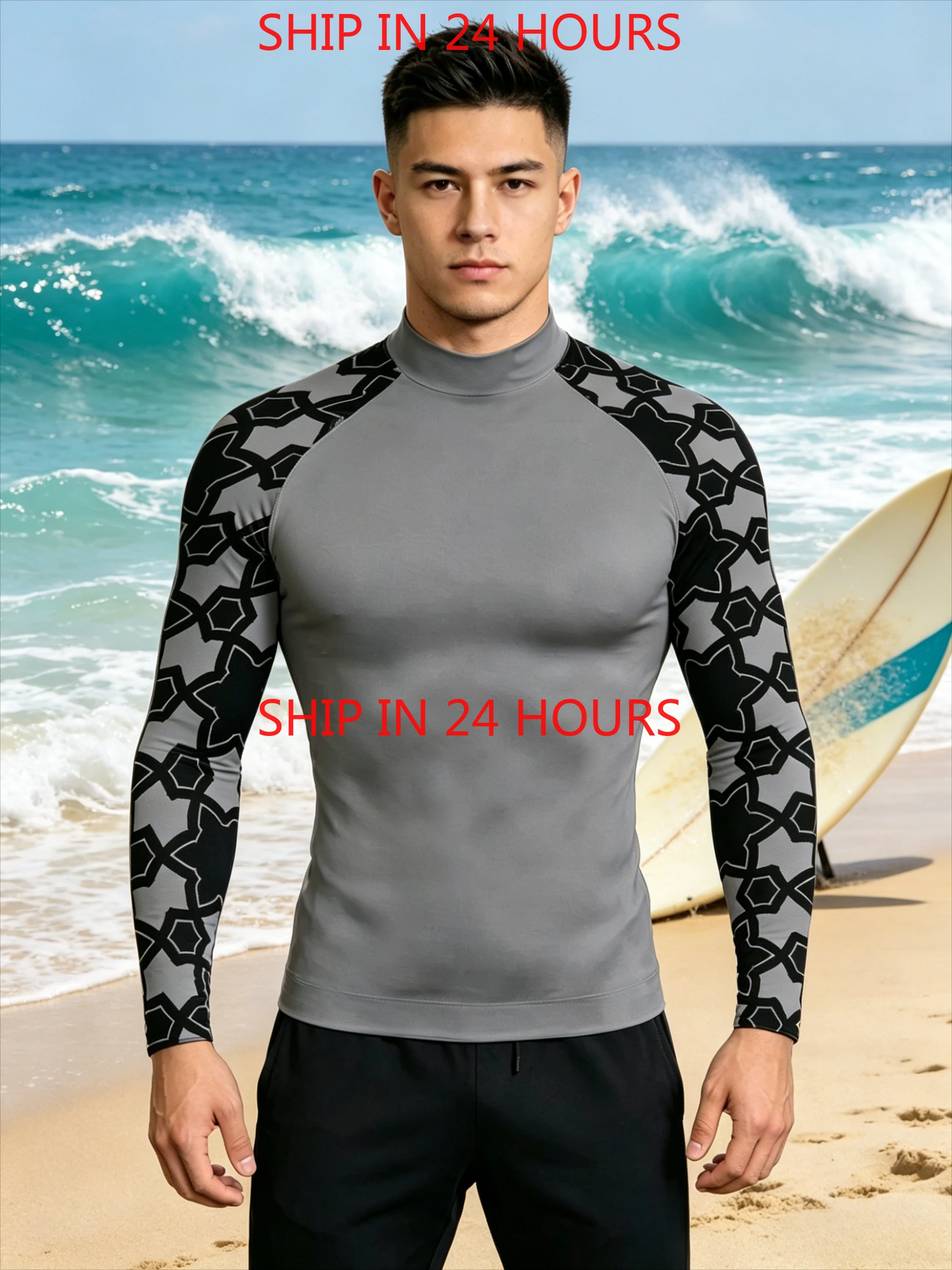 

2026Mens Swim Shirts UPF 50+ Rash Guard Long Sleeve Sun Protection Beach Shirts Quick Dry Fishing T-Shirts