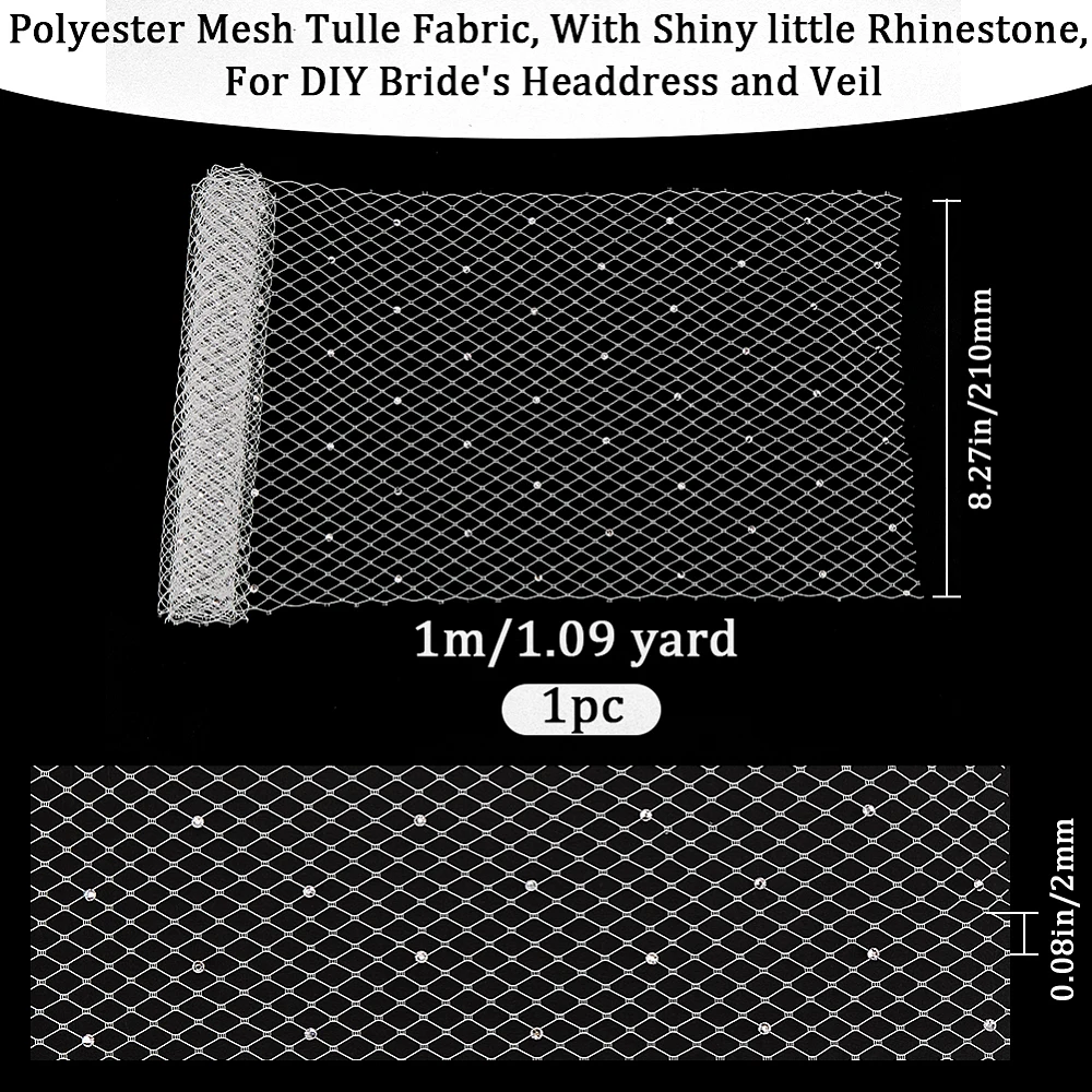 1 Yard Rhinestone Mesh Netting Fabric 21cm Wide Birdcage Bridal Veil French Rhombus Headband Millinery Bride Hair Net Headdress
