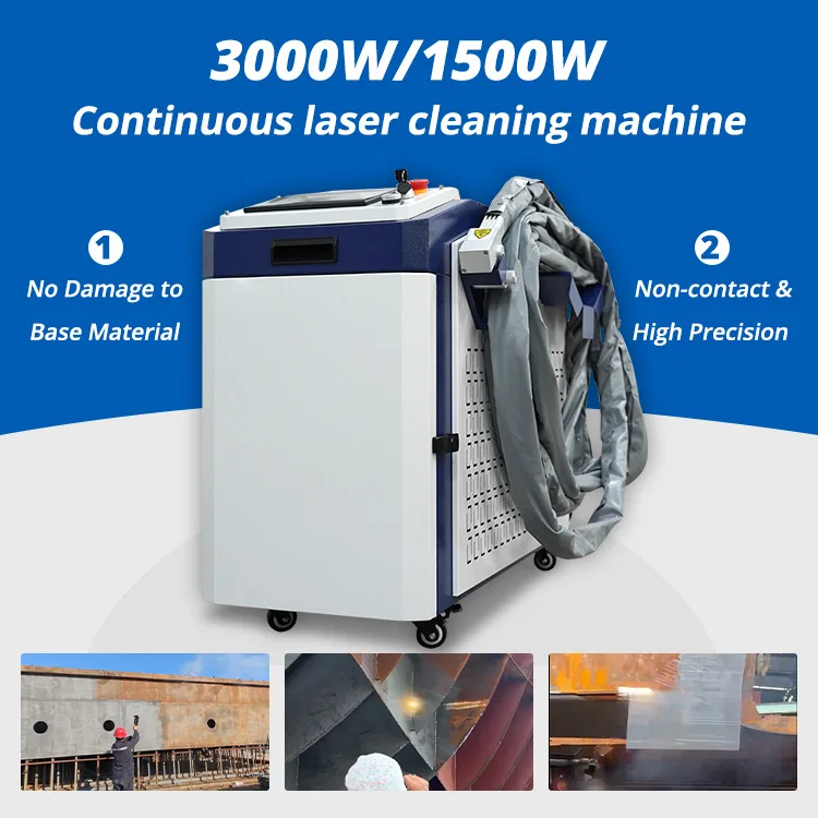 4 In 1 For Classic Car Repair Rust Paint Pipe Stripping Handheld 1500W Water Cooled Fiber Laser Cleaning Machine