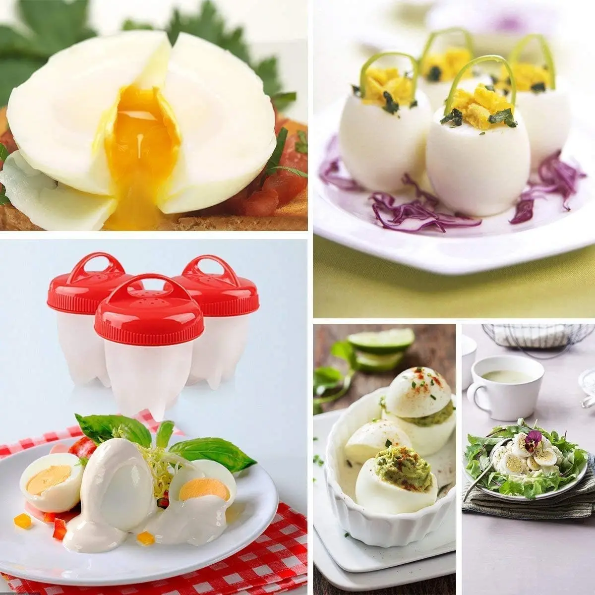 6pcs Egg Cooker Hard Boiled Egg Without The Shell Silicone Boiled Steamer Egg Poacher Cooker Silicone Nonstick Egg Boiler Cooker