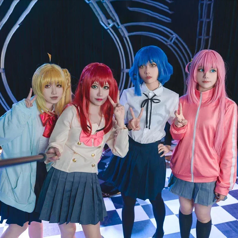 Hn8 ikuyo kita traje anime bocchi the rock cosplay vestido peruca vermelha saia meias jk uniforme carnaval festa cos terno para meninas 8...gf