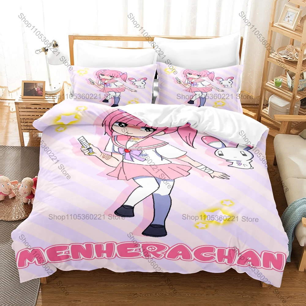 Menhera Chan 3Pcs Bedding Set Cute Anime Girl 3D Print Duvet Cover Set Soft Microfiber Bed Set For Bedroom Decor