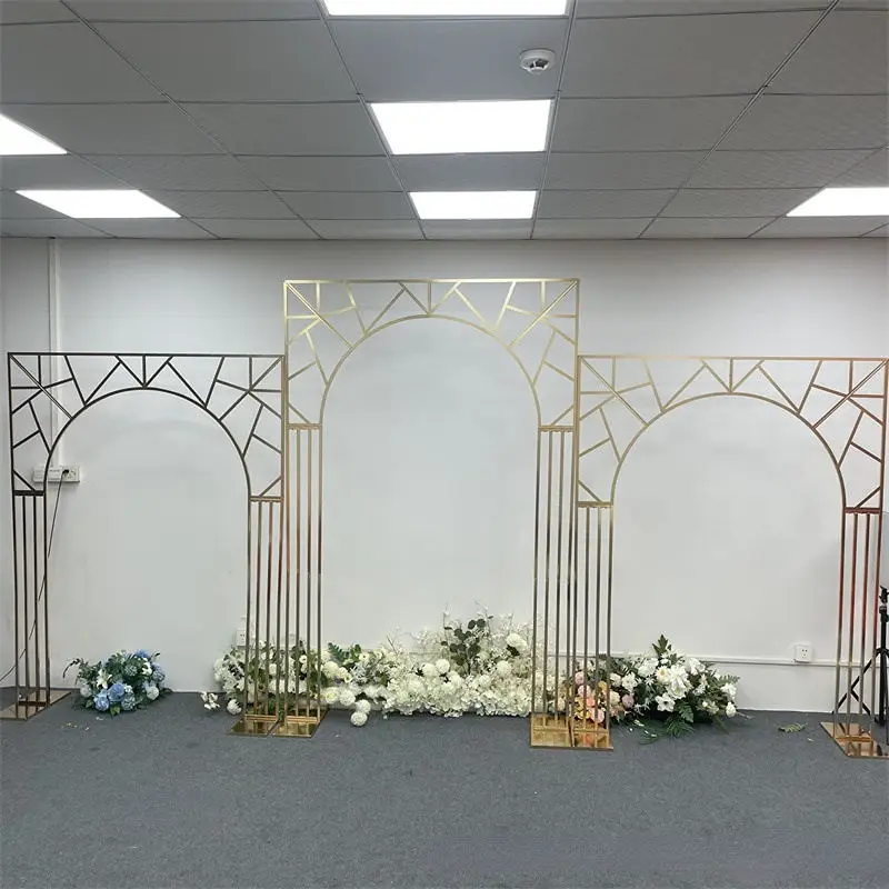 3PCS Luxury Party Supplies Outdoor Lawn Wedding Backdrops Arch Frame Column Plinth Decoration Rack Floral Balloon Display Stand