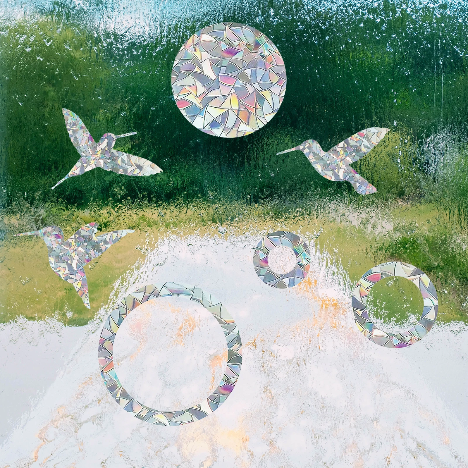 

1pcs Hummingbird Window Decals Round Glass Stickers No Residue Removable Static Cling For Home Bathroom Office Decor Wall